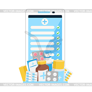 Flat vector illustration of online pharmacy - vector clipart