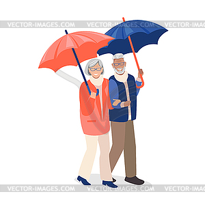 Elderly walking - vector clipart