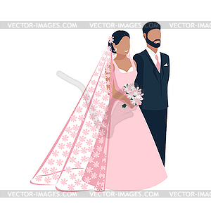 Счастливая невеста и жених - векторизованное изображение
