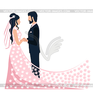 Happy bride and groom - vector clipart