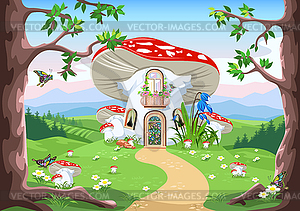 Mushroom house  - vector image