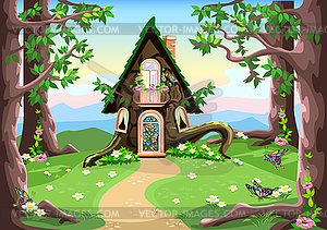 Fairy house - color vector clipart