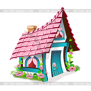 Fairytale house with pink roof  - vector clip art