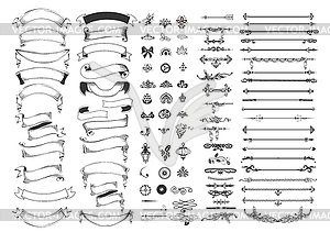 Большой винтажный набор - изображение в векторе / векторный клипарт
