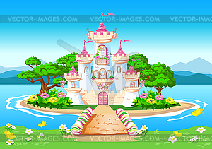 Fairytale background with princess castle  - vector clipart