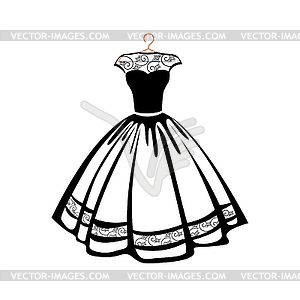 Beautiful dress on a hanger  - vector clipart