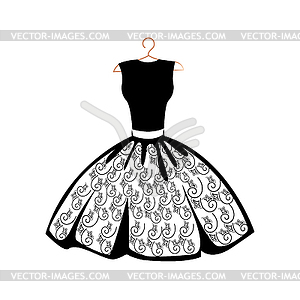 Beautiful dress on a hanger  - vector clipart