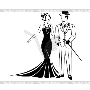 Couple in retro clothes  - vector image