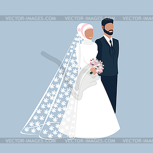 Muslim bride and groom  - vector clipart