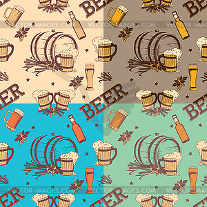 Beer seamless pattern set  - vector image