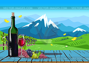 Wine and grapes still life - vector clipart