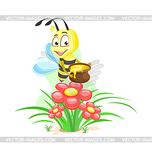 Bee with honey  - vector image