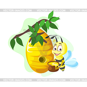 Bee with honey  - vector clipart