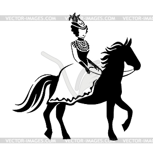 Девушка на лошади - клипарт в векторе