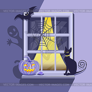 Halloween window - vector EPS clipart