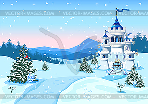 Blue fairy castle  - vector clipart