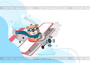 Teddy bear airplane pilot  - vector clipart