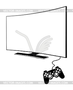 Console with TV - vector clip art