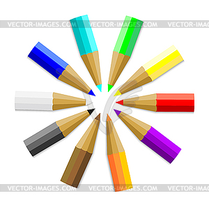 Multicolor Colored Pencils or Crayons - vector image