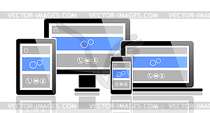 Modern monitor, computer, laptop, phone, tablet - vector clip art