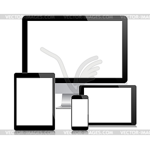 Modern monitor, computer, phone, tablet - vector image