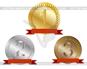 Gold, silver and bronze medal - vector image