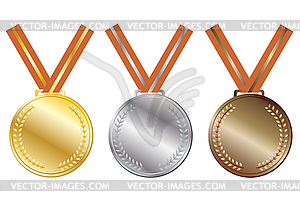 Gold, silver and bronze medal - vector clipart