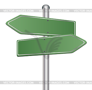 Blank green traffic road sign on white - vector image