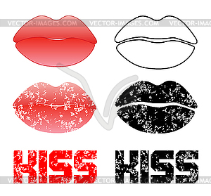 Beautiful red lips isolated on white - color vector clipart