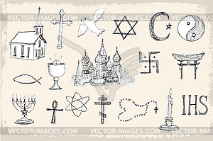 Set of trendy religion elements - vector clip art