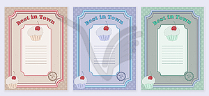 Set of templates with cute cupcake s - vector clip art