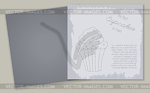 Set of templates with cute cupcake s - vector clipart