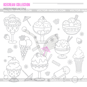 Collection of ice cream treats - vector image