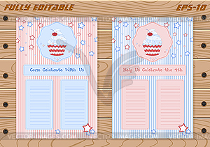 Set of templates with cute cupcake s - royalty-free vector clipart