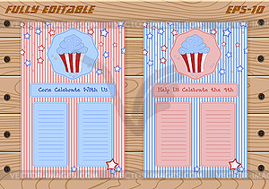 Set of templates with cute cupcake s - vector image