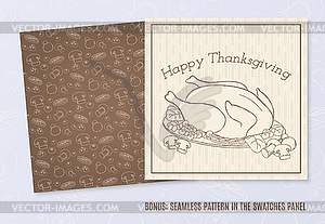 Vector template with hand drawn Thanksgiving elements - vector clipart