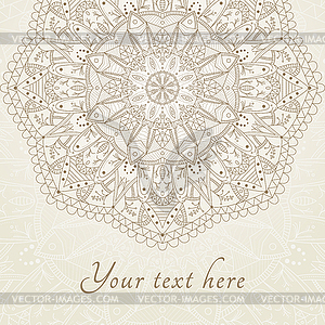 Abstract floral henna Indian Mehndi card with - vector clipart