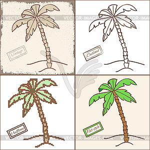 Set of Four Palm Trees - vector clipart