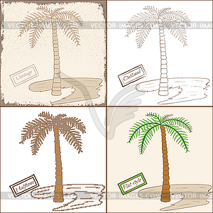 Set of Four Palm Trees - vector clipart