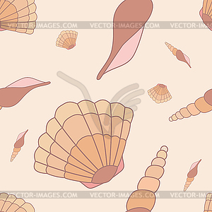 Seamless pattern with shells - vector clipart