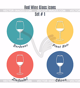 Set of icons. Variation of detailed wine glass - color vector clipart