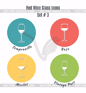 Set of icons. Variation of detailed wine glass - vector image