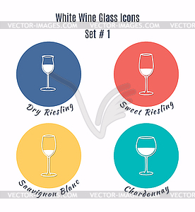 Set of icons. Variation of detailed wine glass - vector clipart