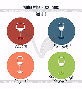 Set of icons. Variation of detailed wine glass - vector image