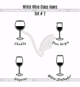 Set of icons. Variation of detailed wine glass - vector clipart