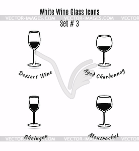 Set of icons. Variation of detailed wine glass - vector clip art