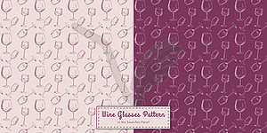 Seamless pattern with hand-drawn wine glasses in - vector image