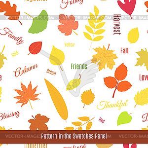 Realistic autumn leaves seamless pattern - vector clipart