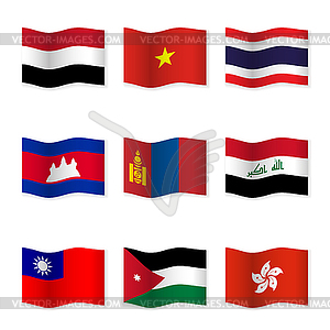 Waving flags of different countries  - royalty-free vector clipart