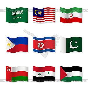Waving flags of different countries  - vector image